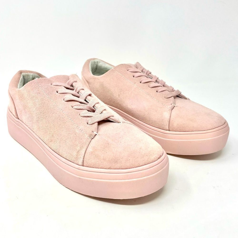NEW DLG Monochromatic Pink Suede Chunky Sneakers Size 7 - Picture 2 of 8